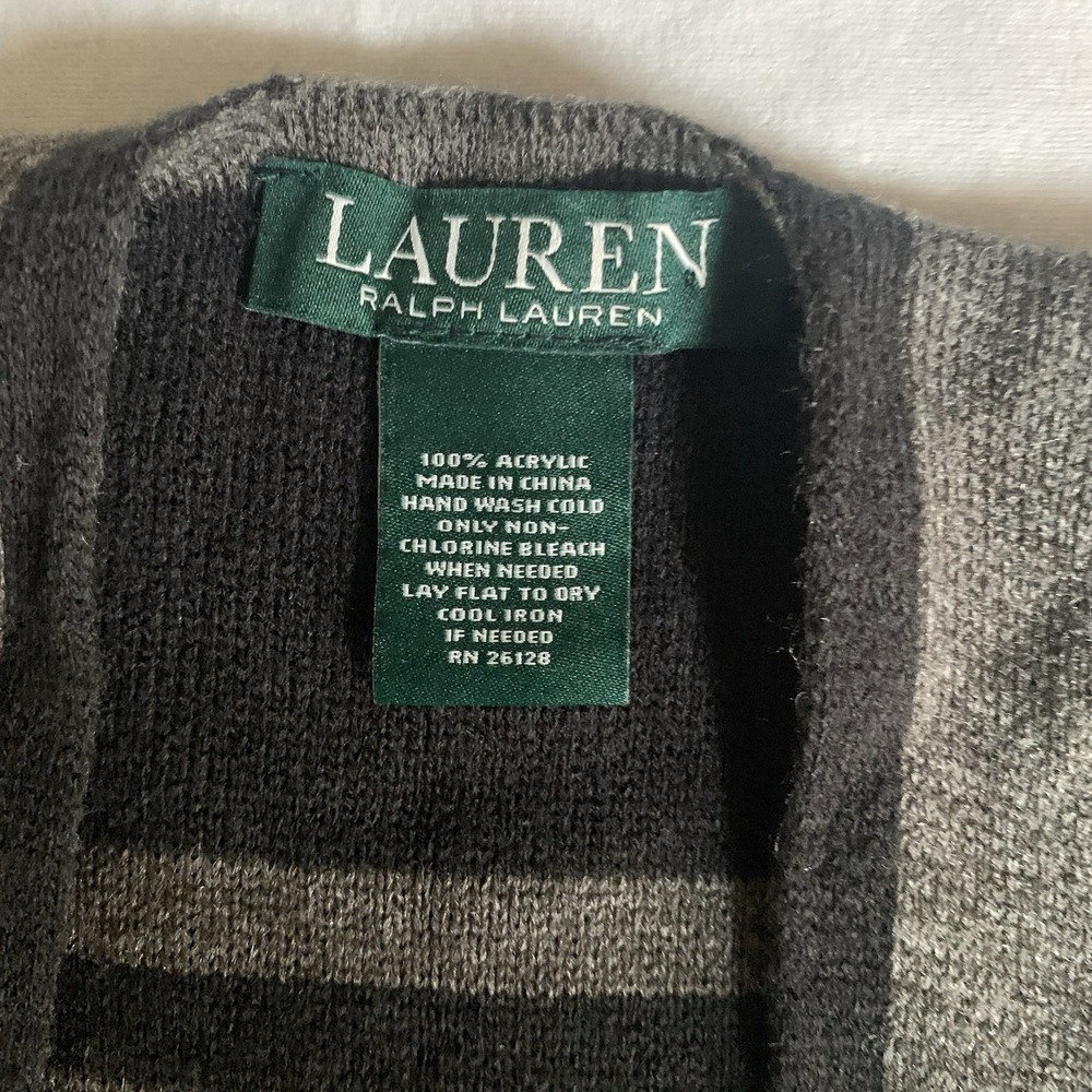 Ralph Lauren Women's Knit Ruana Poncho One Size Fits All Black & Gray - Picture 14 of 16